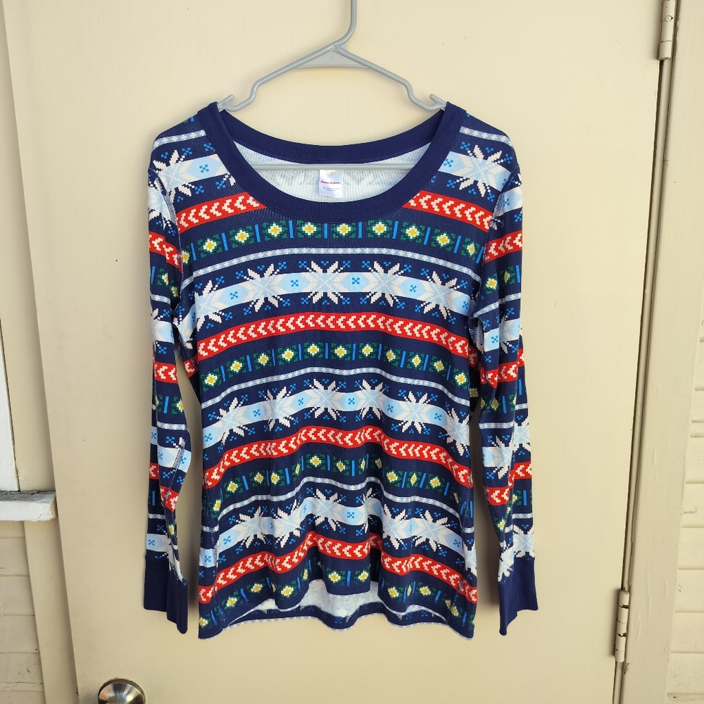 Hanna Andersson Scandi Snowflake Fairisle Christmas Pajama Set Women's Large - Picture 3 of 13